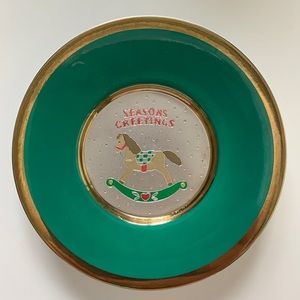Seasons Greetings Chokin Plate 24kt Gold Trim
